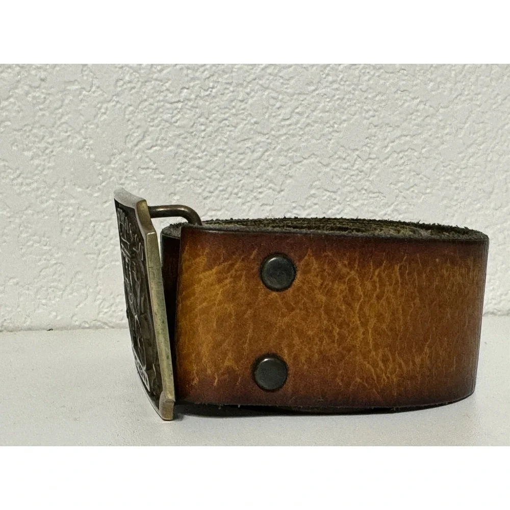 Vintage‎ Wells Fargo & Co Stagecoach 1973 Belt Buckle And Leather Belt Numbered